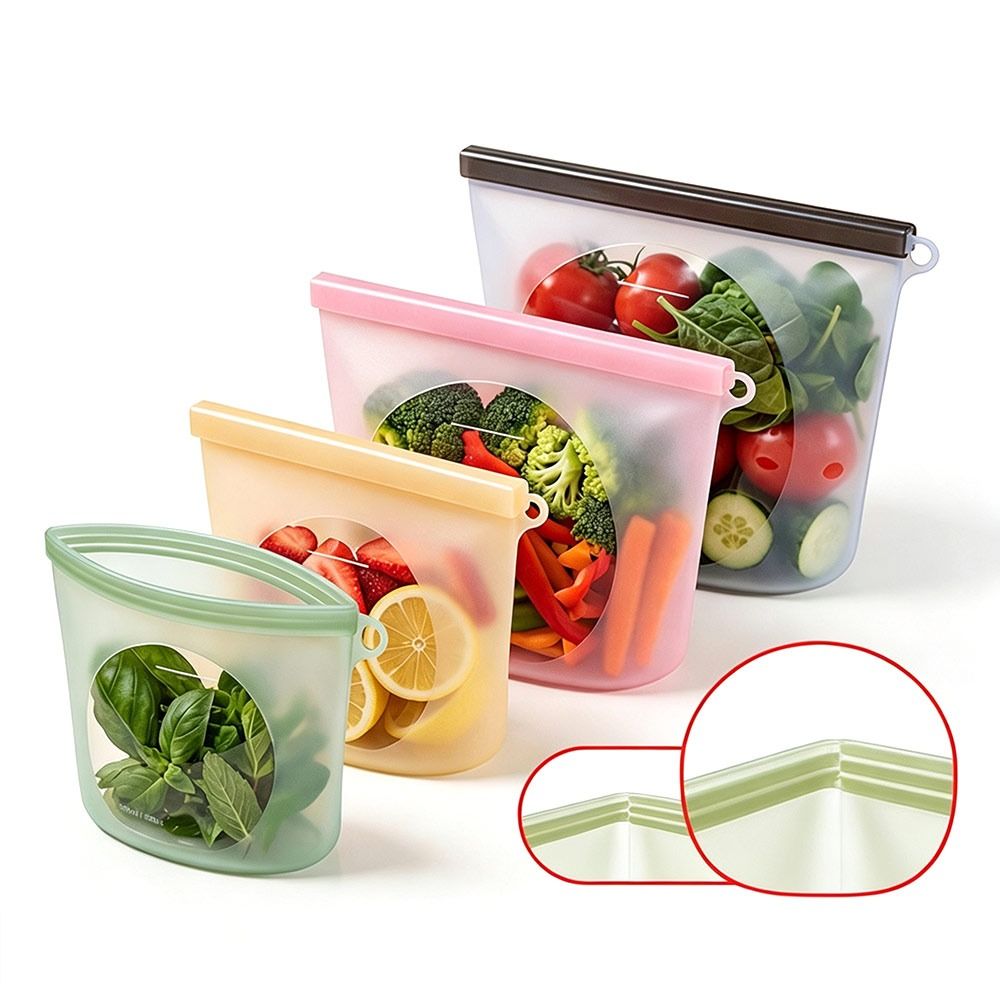 Food Pouch Reusable - Sac de conservation alimentaire en silicone,