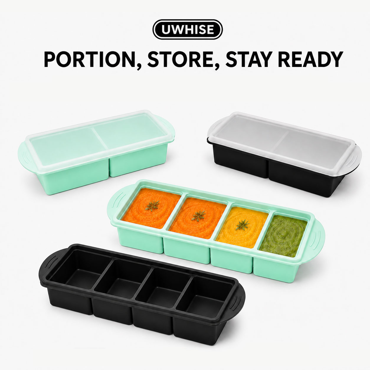 Baby Food Prep Containers - Uwhise Bac de Congélation en Silicone